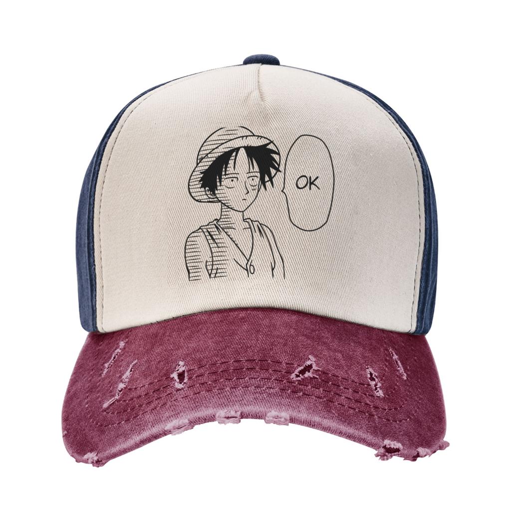 One Piece Straw Hat Baseball Cap Vintage Distressed Washed  Sun Cap Unisex Style Outdoor All Seasons Travel Adjustable Caps Hat