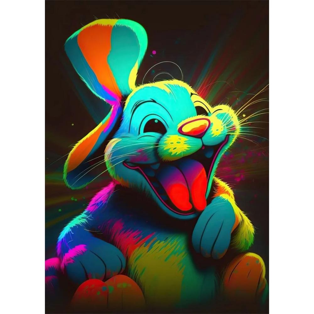 Pop Art Colorful Neon Animals DJ Music Poster Aesthetic Capybara Cat Dog Panda Rabbit Canvas Print Wall Art Mural Room Decor