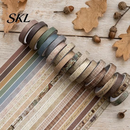 Translucent Washi Tape 20 Rolls Vintage Set, Retro Patterns Decorative Masking Tapes Japanese Paper for Arts, DIY Crafts, Journals, Planners,