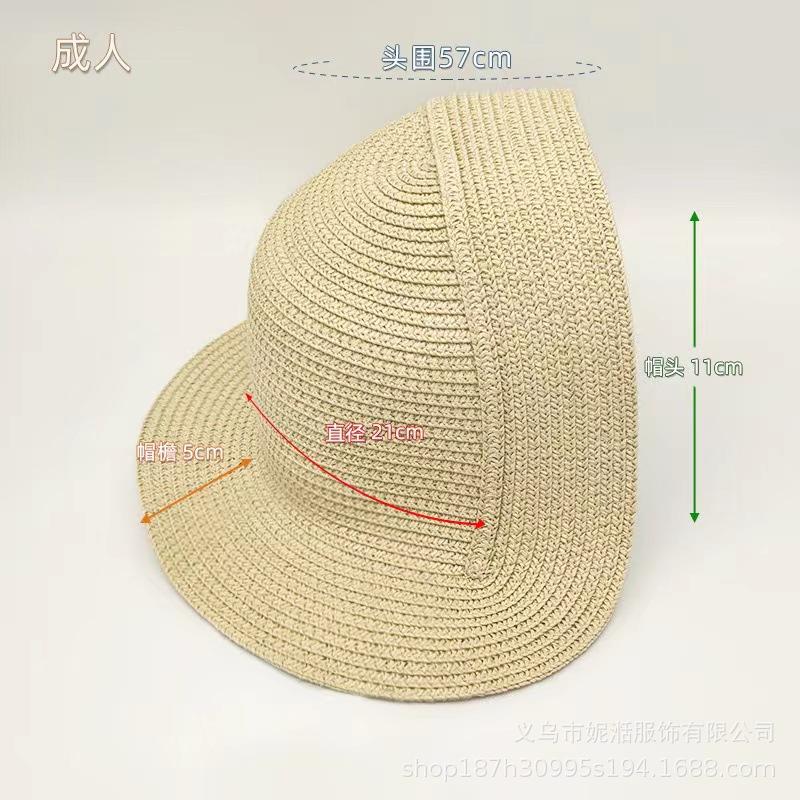 Französische Strohhutkappe für Damen Viktorianische Sonnenhüte Kinnriemen Faltbare Sommeraccessoires Eimerhut Fedoras für Strandhut