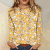Women's Basic Long-sleeved T-shirt, Round Neck, Leaf Print, Plain Top, Everyday Pullover, Party Gift, Versatile T-shirt