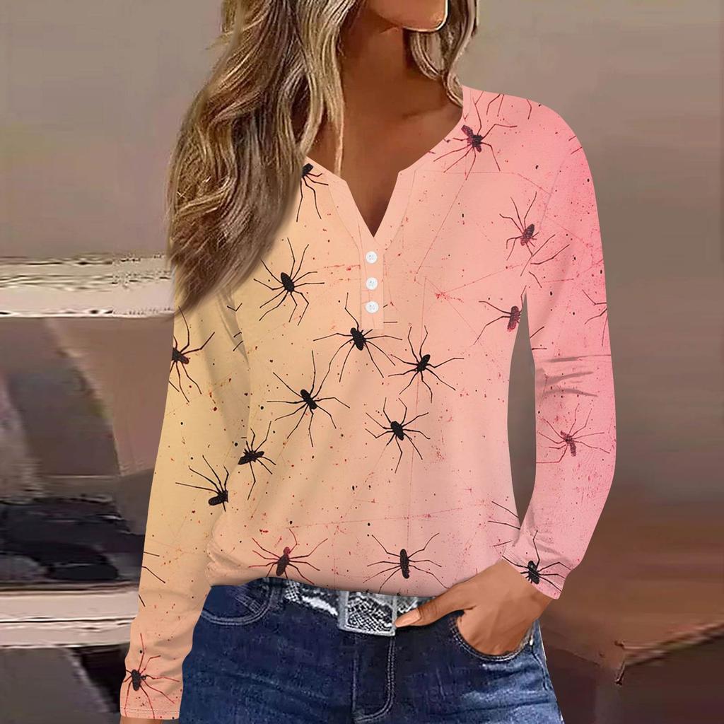 Women's T Shirt Tee Button Long Sleeve Daily Weekend Fashion Basic V- Neck Regular Top