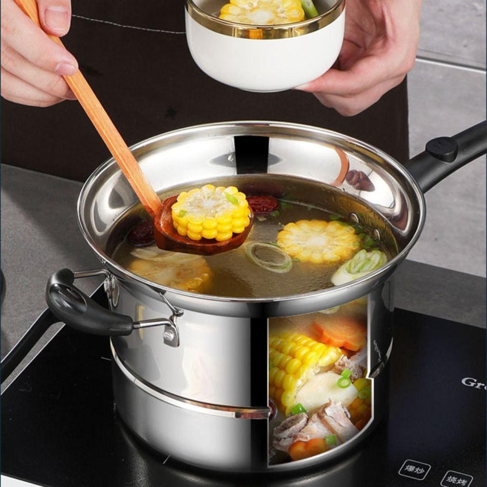 Visible Lid Deep Fryer Pot Stainless Steel Stockpot Multifunctional Pasta Pot  Tempura