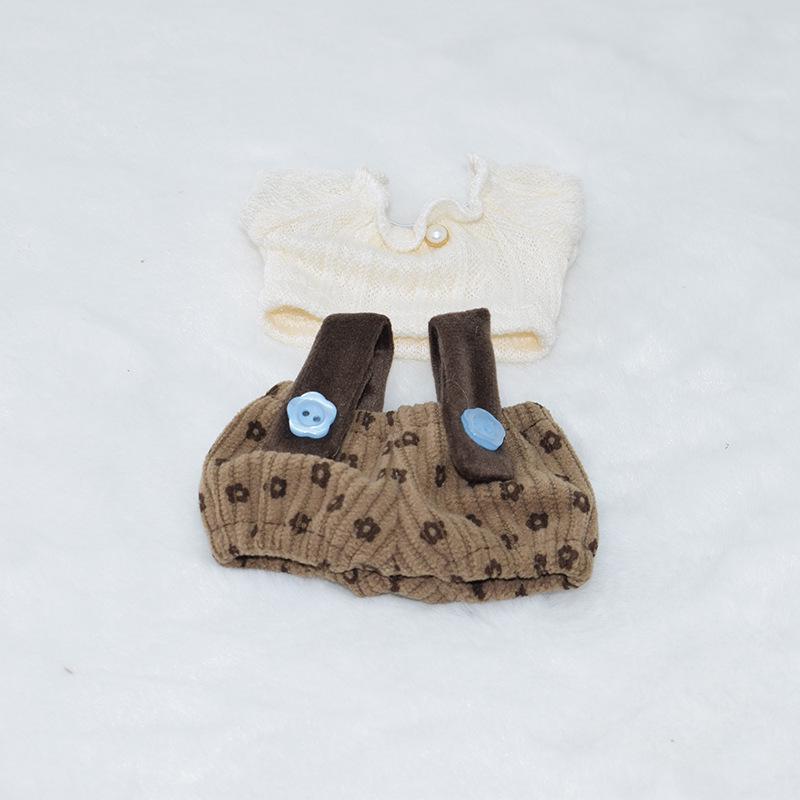 10cm Cotton Doll Clothes - T-shirt & Overalls Set for Plush Toy with Starfish or Normal Body, Universal Replacement.
