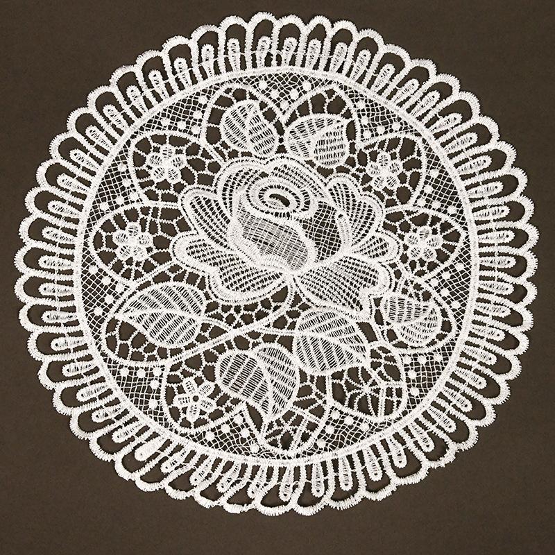 20cm Cotton Crochet Table Placemat French Embroidered Lace Coaster Cloth Coffee Mug Dining Mat Pad Wedding Banquet Home Decor