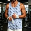 Men's Casual Hawaiian Print Outdoor Sports Tank Top Sleeveless Round Neck Summer Beachwear Lightweight Breathable Fabric