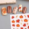 1 Blatt Herbstblatt Karomuster Linie Klebe-Slider Niedliche Kürbis-Nagelsticker Abziehbilder Herbst Erntedankfest Nageldesign Zubehör