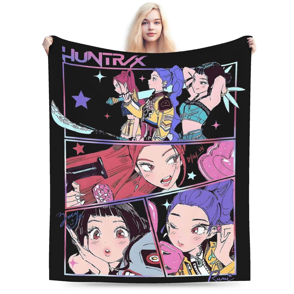 BABY Saja Boys Kpop Demon Hunters Game Plush Blankets Boy Girl Flannel Bedding Throws For Living Room Warm Soft Custom Bedspread