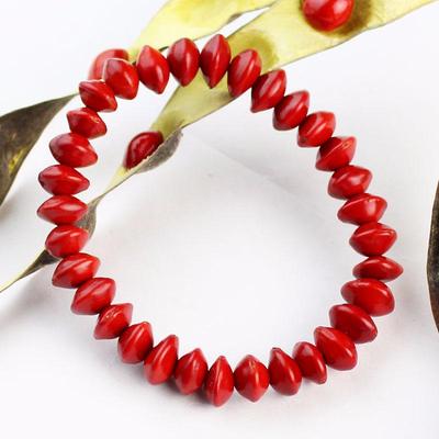 Bracciale Fagiolo di Acacia con Bodhi Cuore Rosso e Perle di Buddha - Gioielli Anno Zodiacale Regalo San Valentino