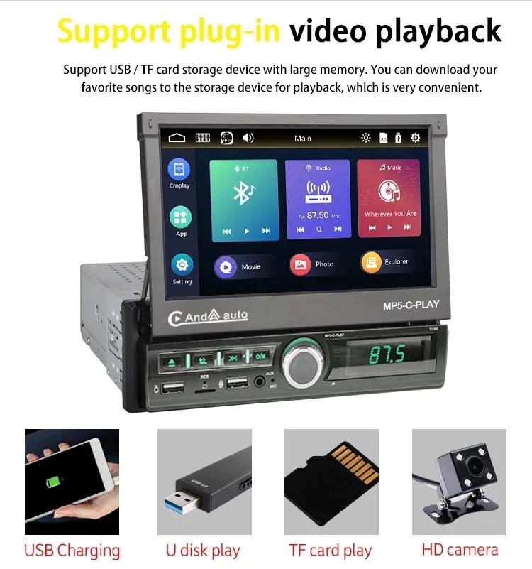 TOYOUSONIC 7inch Touch Screen Car Radio Carplay Android Auto Universal Multimedia Player Mirror Link BT USB 1 din Car MP5 Player