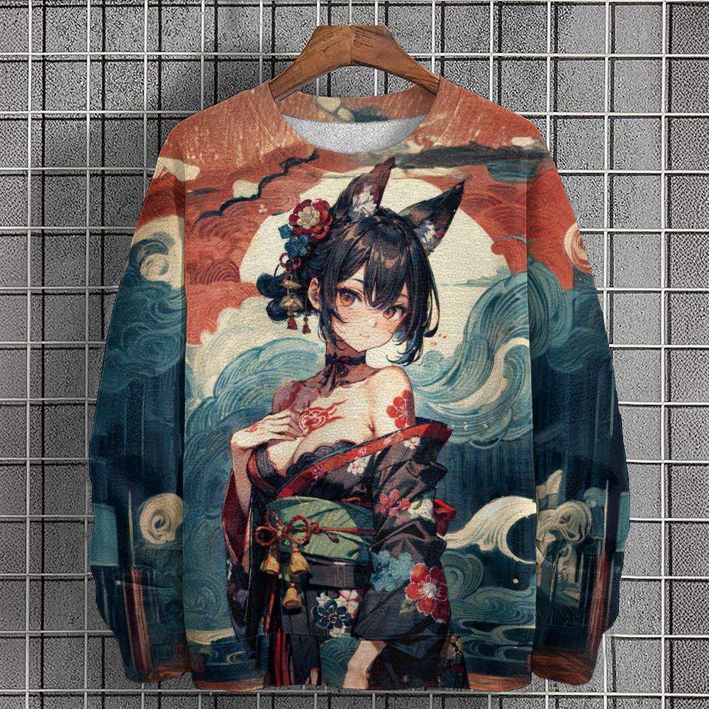 Hanorac pentru bărbați cu imprimeu cu caractere de anime Moda de toamnă Îmbrăcăminte pentru bărbați Top Hanorace casual pentru bărbați Tricou cu mânecă lungă Îmbrăcăminte de stradă