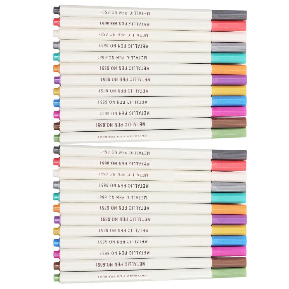 24Pcs Metallic Marker Pens 24 Colors for Art, Scrapbooking, Crafting