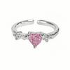 Romantic Pink Love Butterfly Zircon Whitening Temperament Open Ring Women'S Exquisite Niche Cold Wind Ring