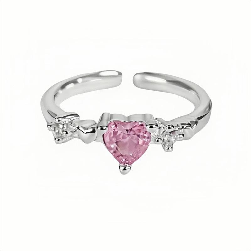 Romantic Pink Love Butterfly Zircon Whitening Temperament Open Ring Women'S Exquisite Niche Cold Wind Ring
