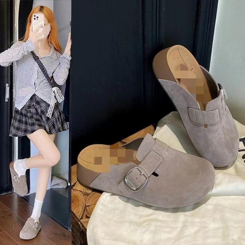Thick-bottomed Bag Head Half-drag Women's Outer Wear Autumn New One-pedal Muffin Soft-bottomed Lazy Slippers