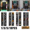 Spooky Festive Porch Sign Set Halloween Xmas Dual Door Curtain Gothic Banner Hanging Scary Merry Party Decor