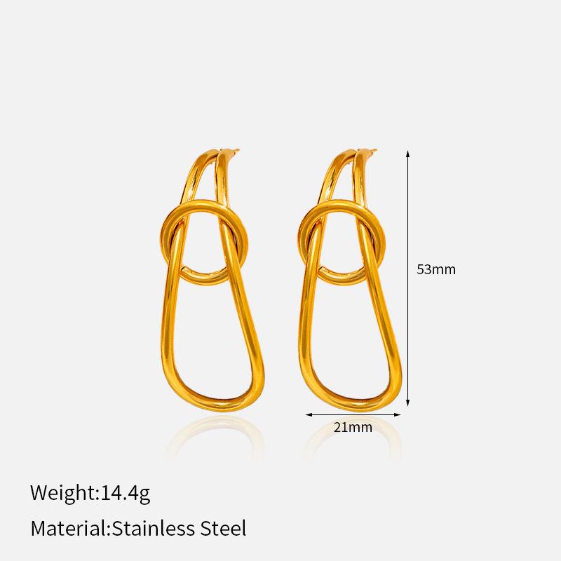 New exaggerated line titanium steel earrings European and American gold light luxury high sense does not fade stainless steel earrings women