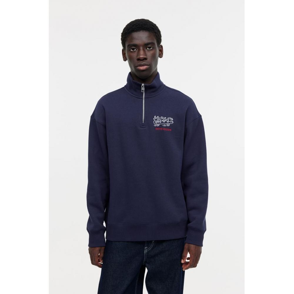 

Толстовка свободного кроя HM с застежкой-молнией темно-синего цвета Keith Haring