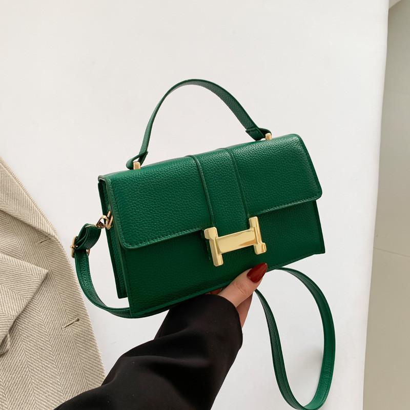 Retro Chain Single Shoulder Armpit Bag 2024 New Trendy Texture Small Square Bag Crossbody Bag зелёный