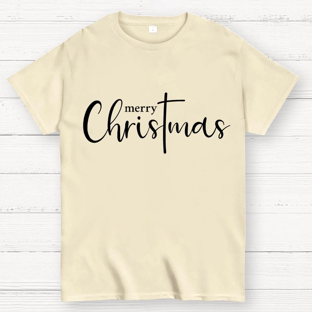 Merry Christmas .Christmas Cross Cotton Summer Casual Cool Loose T-Shirt