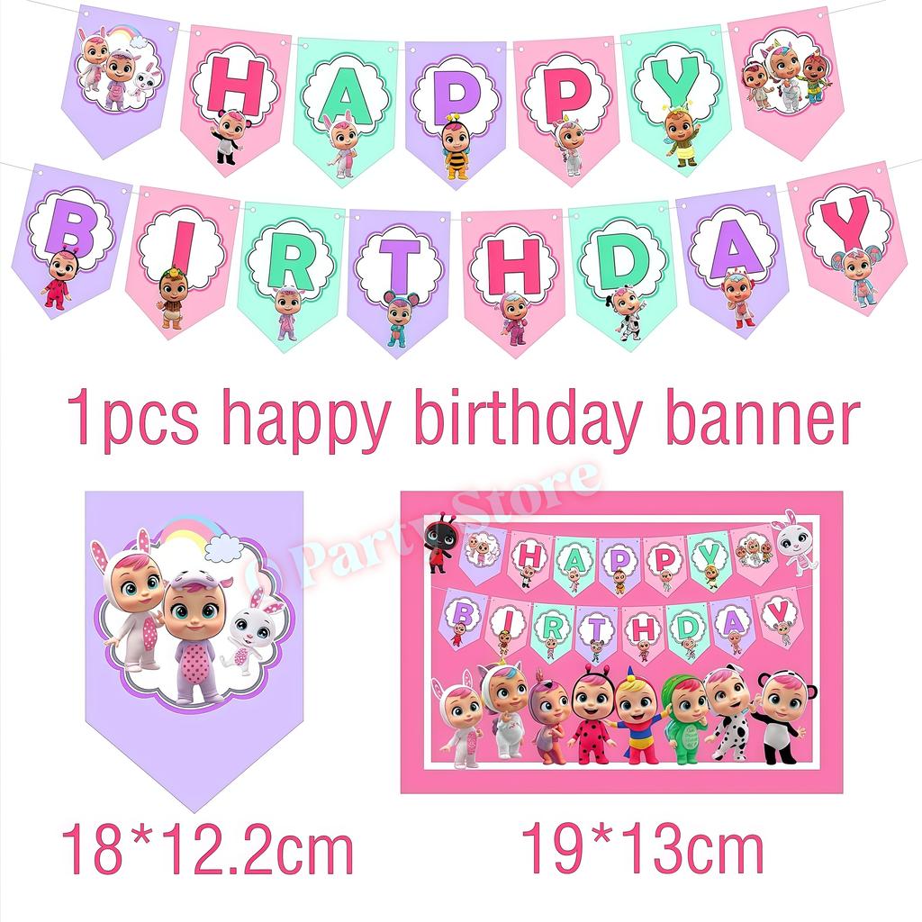 Cry Babiesed Birthday Party Decorations Tableware Plate Cup Balloon 1St Year Boy Girl Birthday Decor Baby Shower Supplies Gifts
