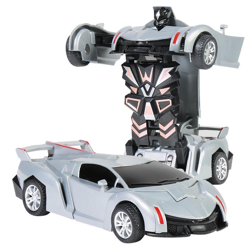 One-Key Transforming Bugatti Pull-Back Car Robot Toy