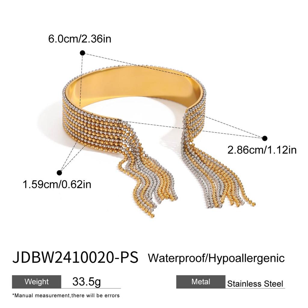 Youthway Exaggerated Personality Stainless Steel Two Color Circle Beads Tassel Bracelet Ring For Women Anti Allergic Jewelry