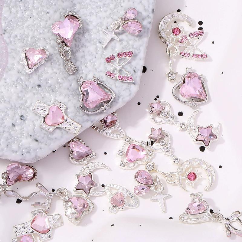 WTEMPO 24PCS Mixed Colorful Nail Charms Elegant Mini Nail Art Decorations Kit Arious Pattern Designs DIY Crafts Making Supplies Like Phone Cases Bags