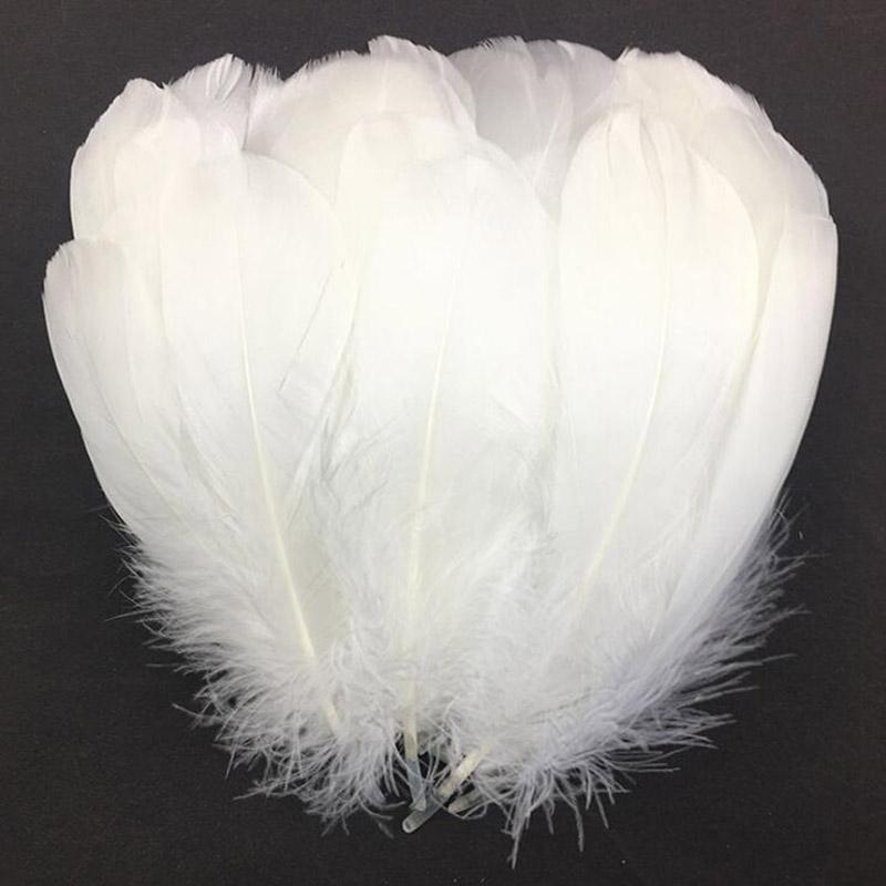 Colorful Party Feathers Craft Natural Goose Feather For Diy Home Decor White Wedding Feathers 100Pcs/Pack Garment Accessories