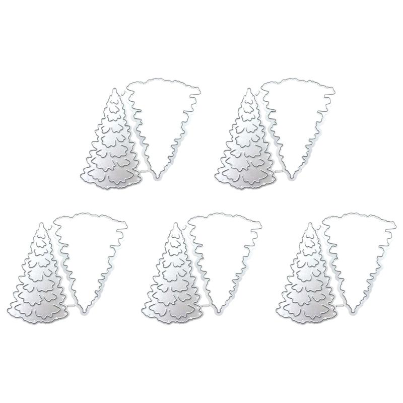 5 Pcs Christmas Tree Cutting Dies Embossings Stencils Christmas Metal Die Cuts for DIY Scrapbooking Card Decoration