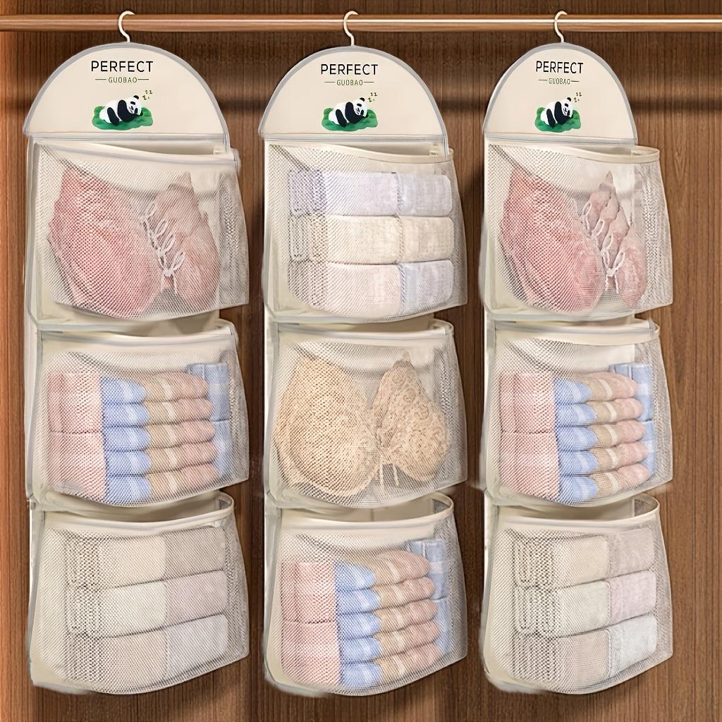 1PC Hanging Mesh Clothing Storage Bag, Household Wall-mounted Storage Bag, Transparent Pocket Design, for Organizing and Storing Clothes.