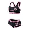 LittleForBig Women's 2-Piece Bralette Set [Playgirl] Cotton Cami and Panties (Black, Size XS)