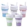 With  Straw Silicone Folding Water Cup 350ml Collapsible Cup Telescopic Coffee Cup  Travel Hiking