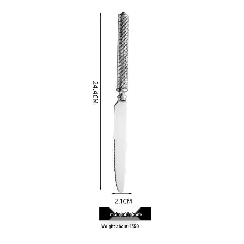 304 Stainless Steel Steak Knife Fork Spoon Set with Thickened Jute Rope for Western Cuisine