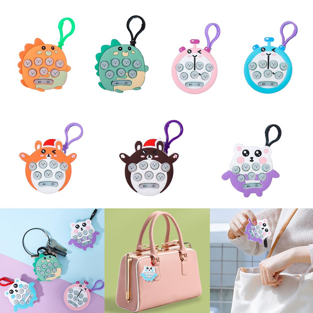 Handheld Game Console Keychain Light Up PopGame Toy Sensory Fidgets Toy Push Bubble Keyring with LED Kids Stress Toy