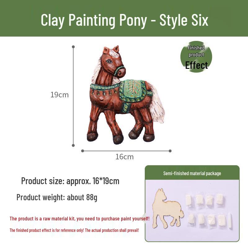 Horse Clay Painting Kit: Dragon Boat Festival DIY Craft Activity