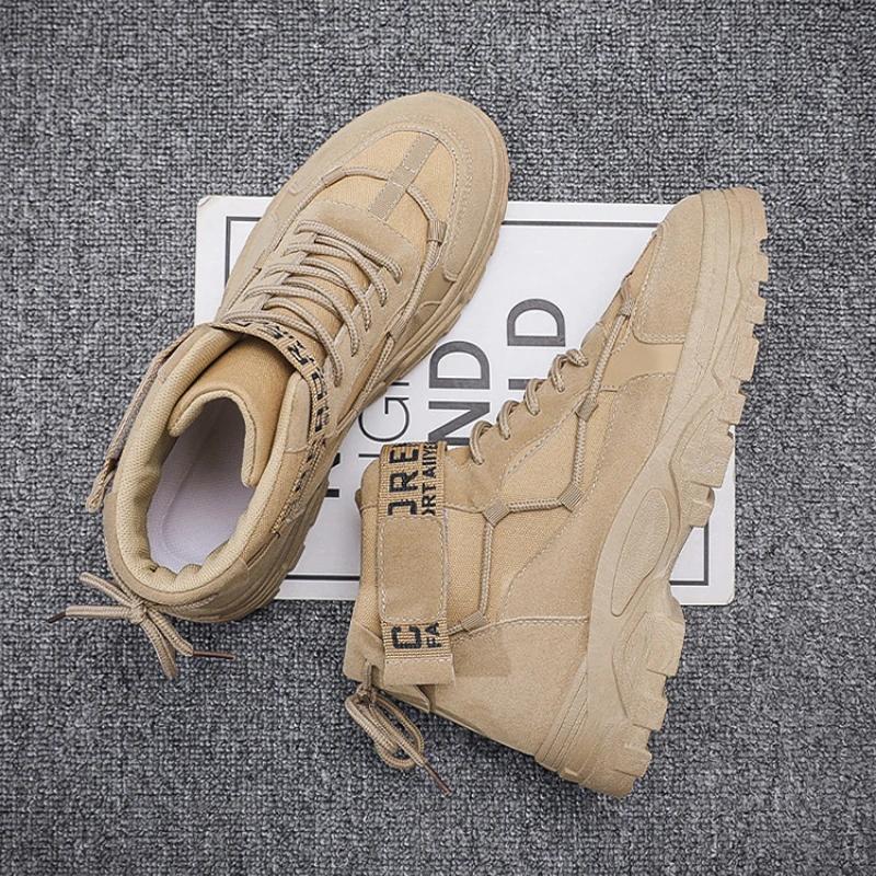 Men's Short Boots New Autumn Winter British Style Fashion Anti-skid Comfort Flat Shoes Outdoor Walking Sneakers Leisure Shoes