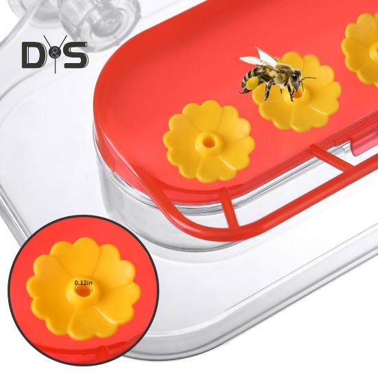 Kolibri-Futterspender für Fenster, starker Saugnapf, Kolibri-Futterspender mit 4 Futteröffnungen, Wasserstation für Vögel aus Kunststoff