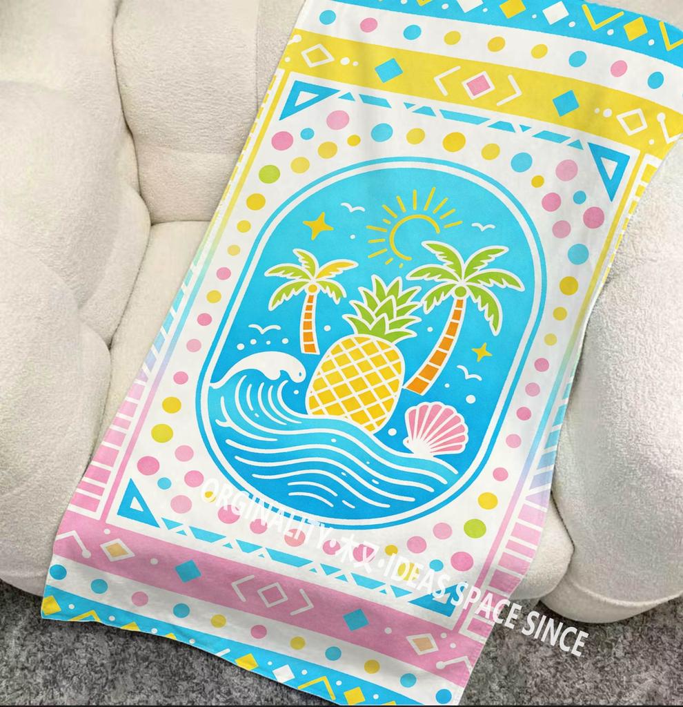 Bohemian tropisches Ananas-Strandtuch gemustert sonnen- und winddicht geeignet für Schwimmbad Camping Reise