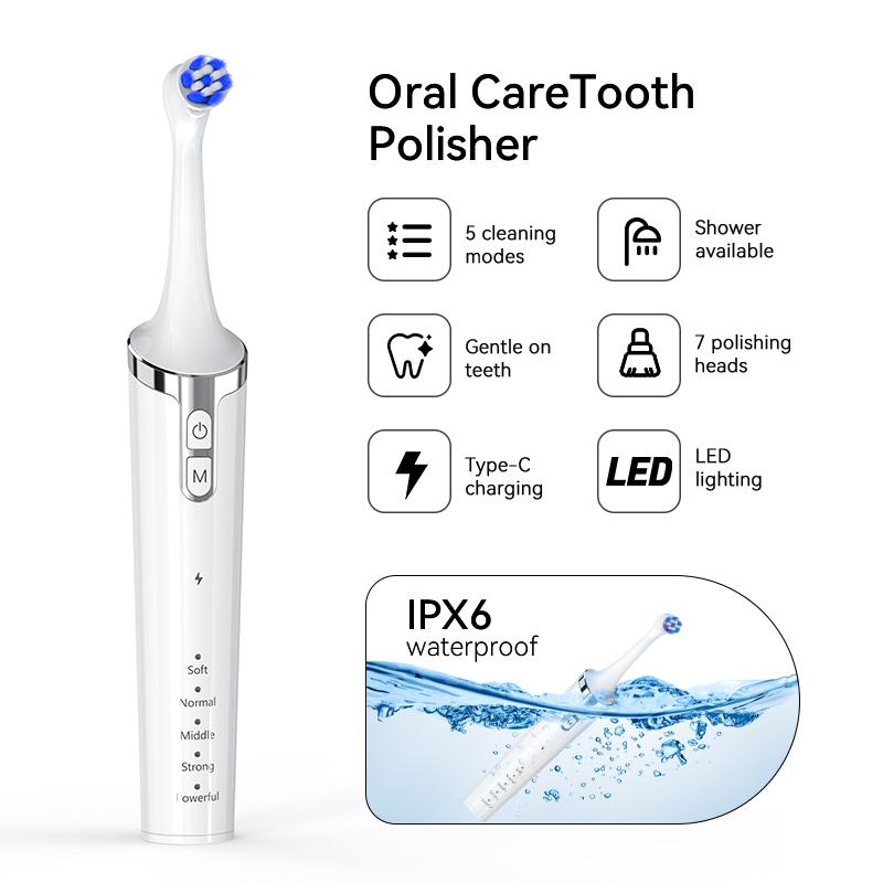 IPX6 Waterproof Electric Toothbrush Rotation Clean Teeth Adult Teeth Brush Electric Tooth Brush With 6 Extra Replacement Heads