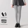 Women's Gray Velvet Leggings with Vertical Stripes – Slimming, Micro-Pressure, Stirrup Style for Autumn/Winter.