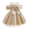 Vestido de Princesa de Satén Champagne para Niñas Vestido de Fiesta de Cumpleaños
