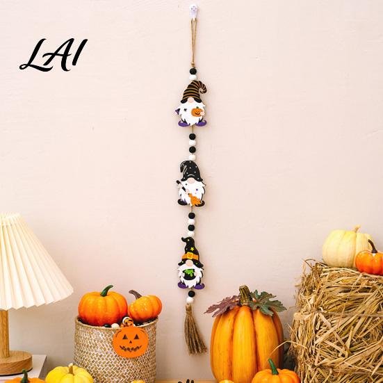Childrens Room Spooky Accents Halloween Beaded Hanging Sign Witch Pumpkin Bat Pendant Garland for Entrance Door Sign Door Festive Home Party