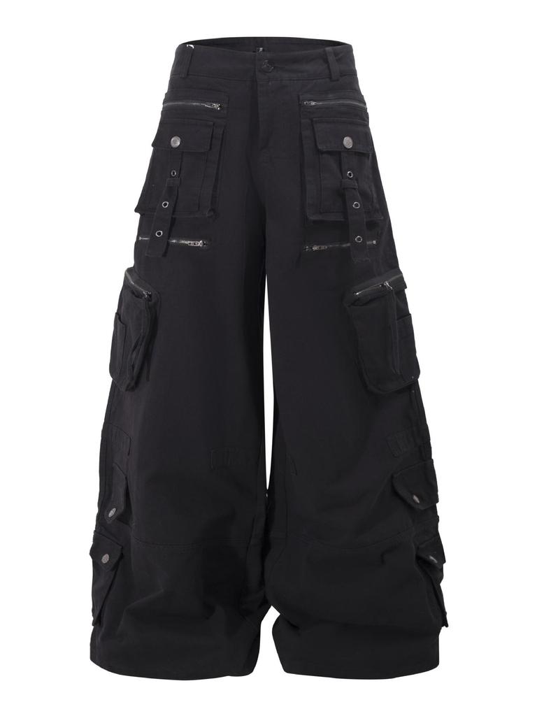 Y2K Punk Weitbeinige Mehrfach-Taschen Cargohose – Unisex Retro High Street Style
