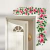 Autocolant de perete cu floare roz și frunze verzi, autoadeziv, pentru dormitor, living, hol, decorare ușă de casă