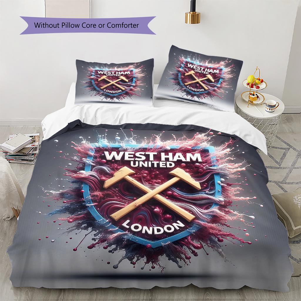 West Ham United FC Pattern Bedding Quilt Set Home Decoration Gift (1 * duvet cover + 2 * pillowcase without core)