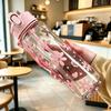 Bow Flower Printed Sports Water Bottle Large Capacity Water Cup Trendy Straw Cup Sports