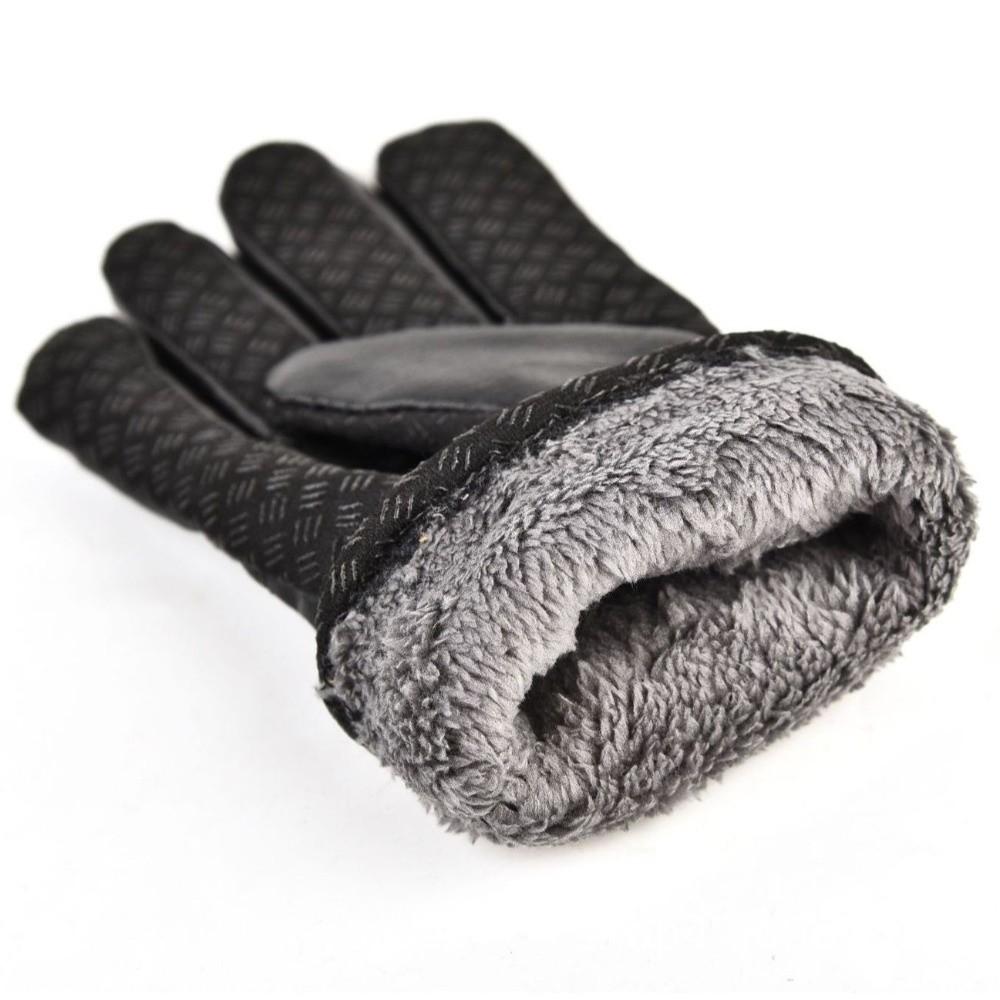 Keep Warm Men Leather Mittens Multifunction Driving Gloves Gift Winter Ski Gloves  Cycling