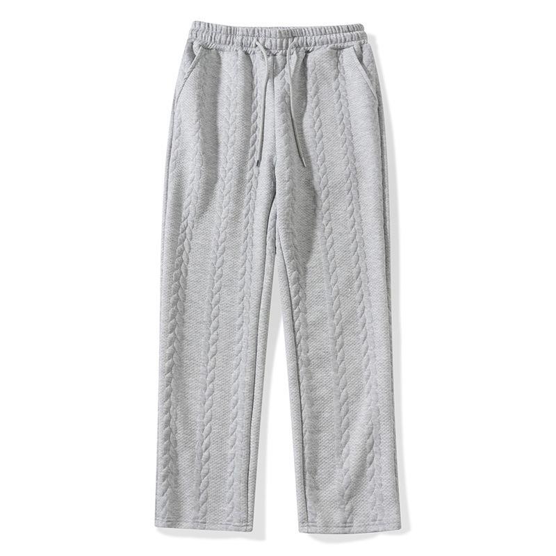 New Sports and Leisure Loose Solid Color Lace Shrink Wide Leg Autumn Men's Straight Fashion