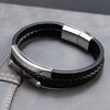 Custom Family Name Bracelet Stainless Steel Charms Bangle Braided Personalized Genuine Leather Men Bracelets Father's Day gifts